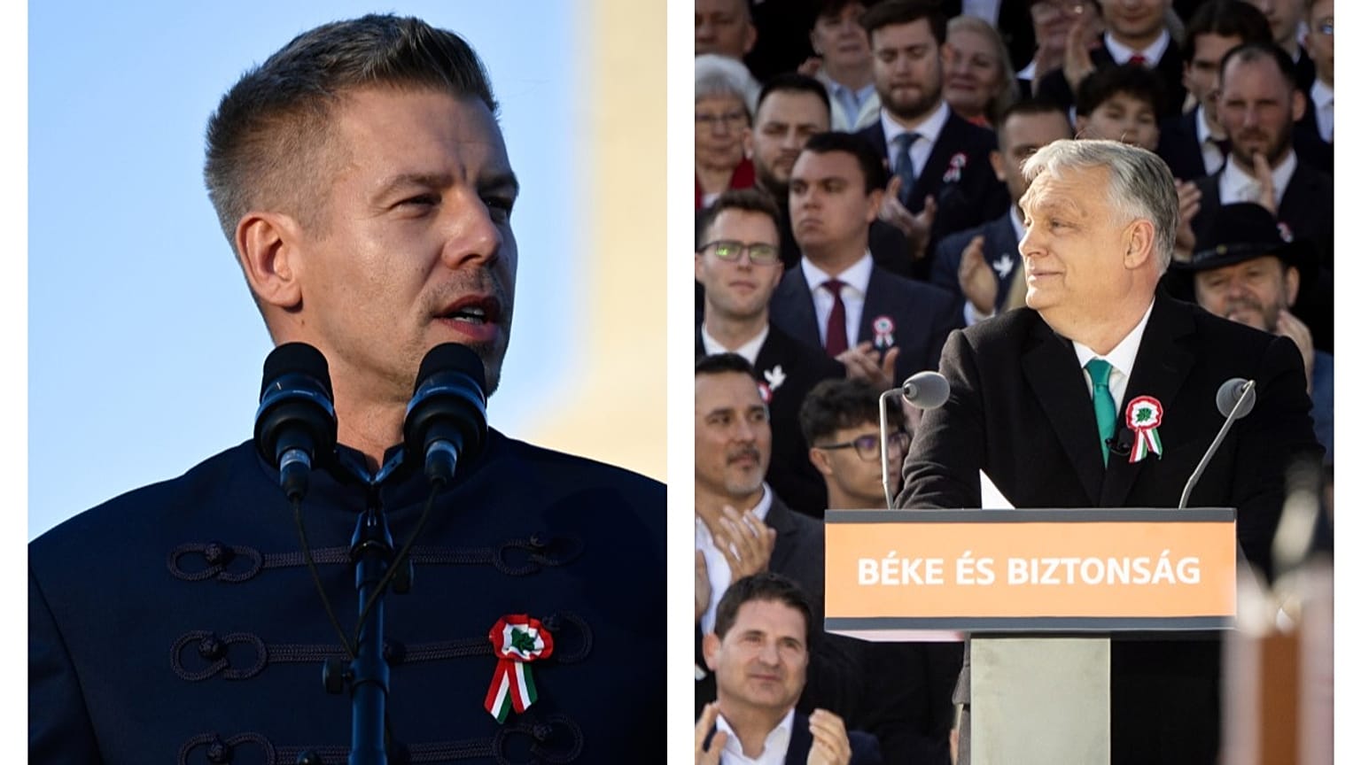 Péter Magyar και Viktor Orbán στη σκηνή, 15.03.2026