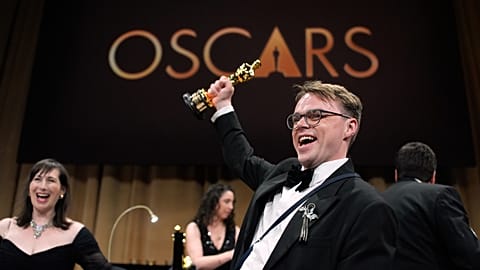 Pavel Talankin, vincitore dell'Oscar per il film "Mr Nobody Against Putin", Los Angeles, Usa, 15 marzo 2026