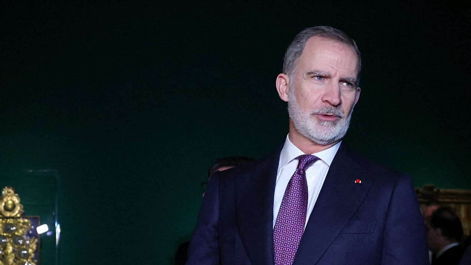 Il re Filippo VI visita la mostra "Il Gran Delfino (1661-1711), figlio di un re, padre di un re e mai re" alla Reggia di Versailles, 13 gennaio 2026.