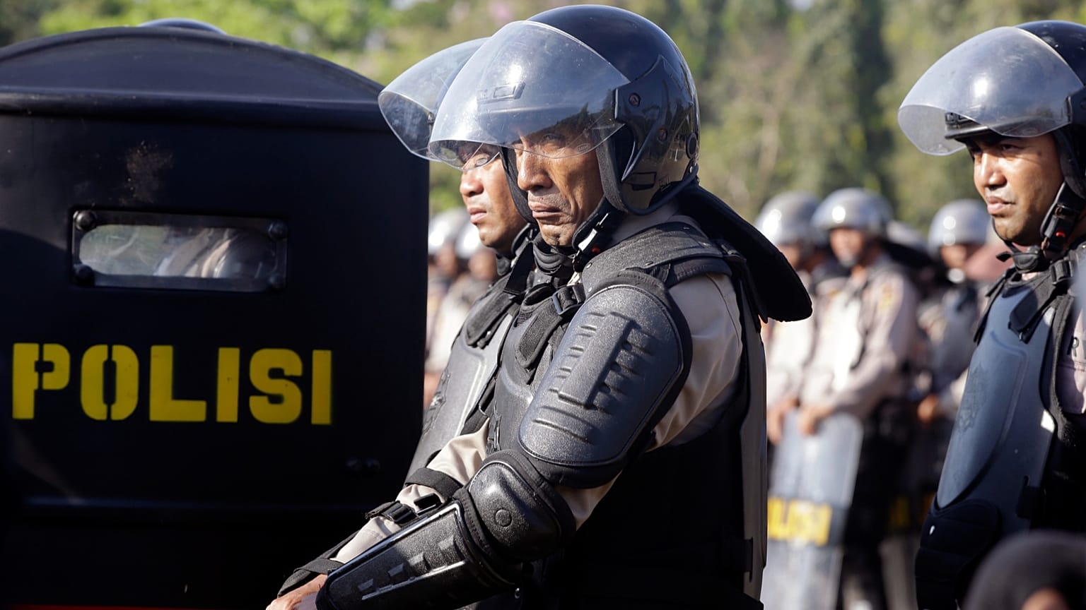 Polizia indonesiana a Bali, 4 ottobre 2018.