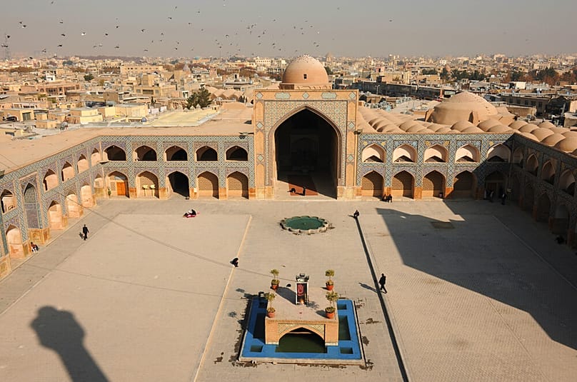 The northern facade of the Masjed-e Jameh, Isfahan, Iran.