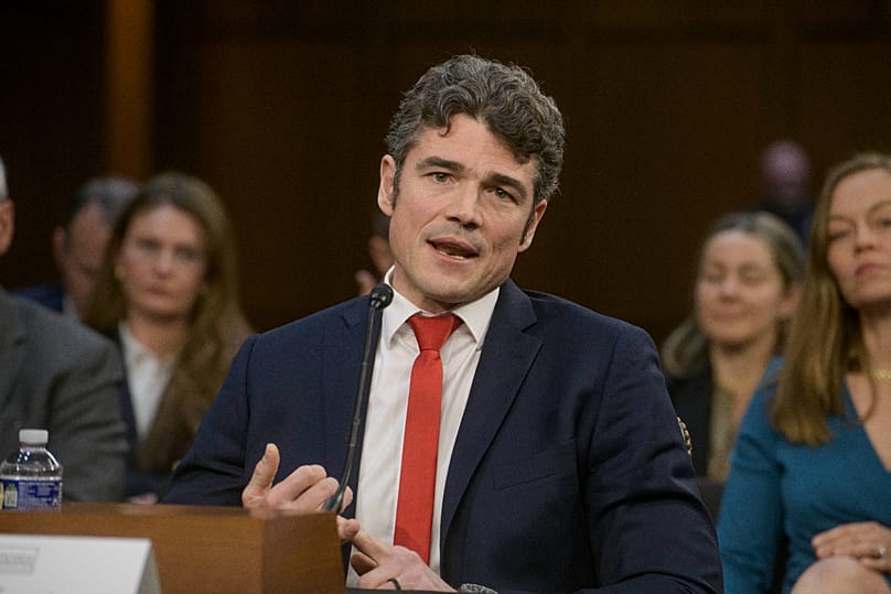 Joseph Kent appears before a Senate Committee on Intelligence hearing on Capitol Hill, 9 April, 2025