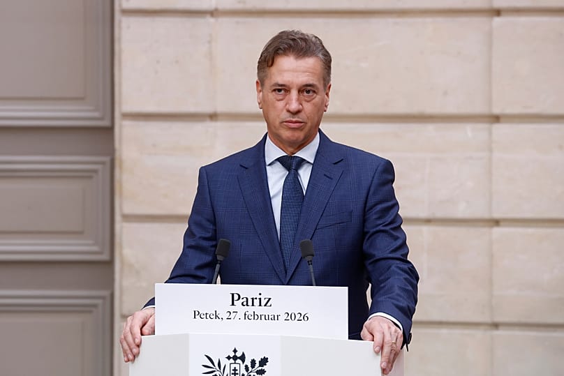 Slovenia's Prime Minister Robert Golob attends a news conference in Paris, 27 February, 2026