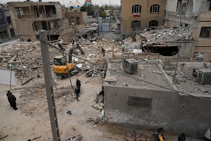 Destroyed buildings of a police station and nearby houses in Tehran, 15 March, 2026