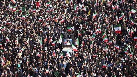 People gather in a rally to support Ayatollah Mojtaba Khamenei in Tehran, 9 March, 2026
