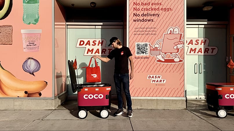 DoorDash and Coco Robotics are partnering to offer sidewalk robot delivery.