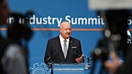 Austria's Chancellor Christian Stocker speaks during the European Industry Summit in Antwerp, Belgium, Wednesday, Feb. 11, 2026