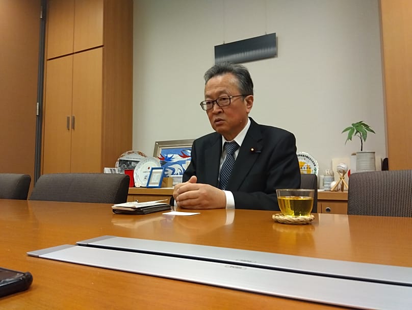 Hajime Funada, member of Parliament of the ruling Liberal Democratic Party, during an interview with Euronews in his office in Tokyo, March 12.