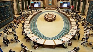 Arab leaders attend the opening session of the 34th Arab League summit, in Baghdad, Iraq, Saturday, May 17, 2025