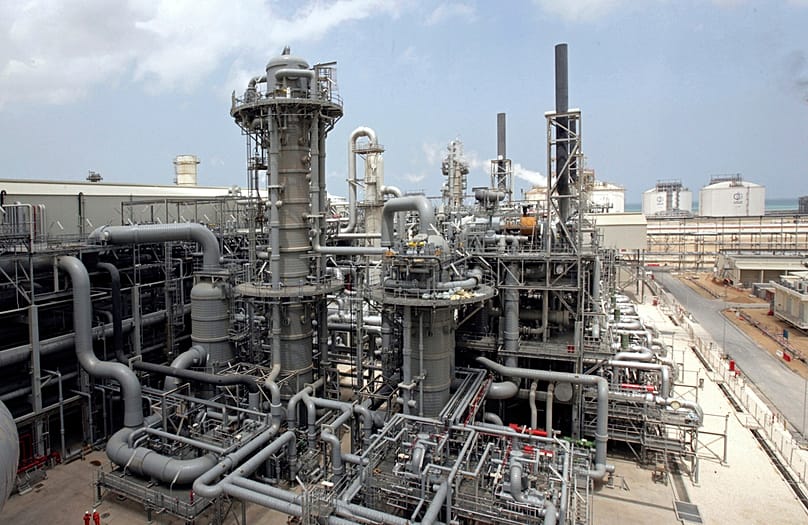 FILE - This April 4, 2009, file photo, shows a gas production facility at Ras Laffan, Qatar