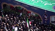 Crowds gathering at Enghelab Square during the funeral procession for Iran's national security chief Ali Larijani, Basij commander Gholamreza Soleimani and Iranian sailors kil