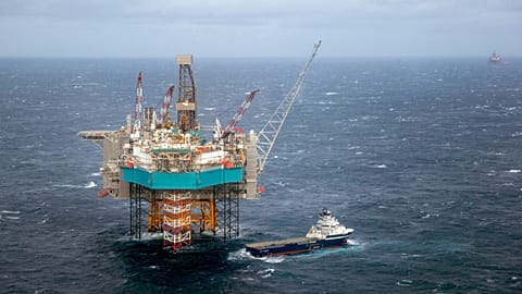  A view of a supply ship at the Edvard Grieg oil field, in the North Sea, Norway, on Feb. 16, 2016. 