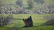 A fragment of a missile fired from Iran and intercepted by Israel in a field in the Israeli-occupied Golan Heights, Thursday, March 19, 2026.