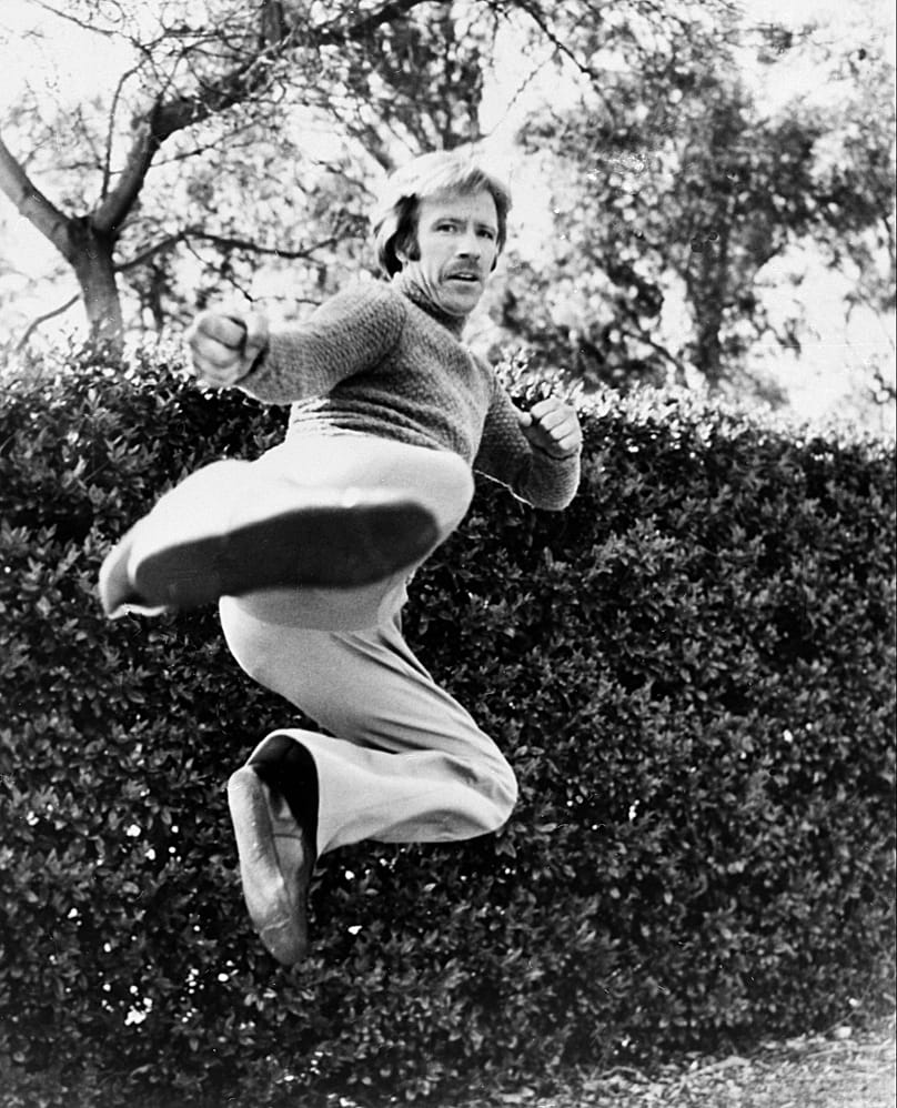 FILE: Chuck Norris flying high in 1977