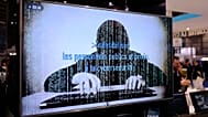 A television screen reads "Alerting public organizations and people to cybersecurity" at the International Cybersecurity forum in Lille, northern France,on Jan. 23, 2018.