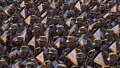 Iranian Revolutionary Guard members march during an annual military parade outside Tehran, 21 September, 2024