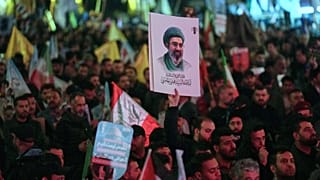 صورة المرشد الإيراني الجديد مجتبى خامنئي خلال مسيرة يوم القدس 2026 