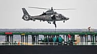 A helicopter of the French navy boards a tanker in the Mediterranean suspected of being part of Russia's shadow fleet.