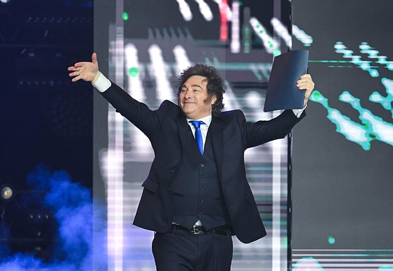 Prezydent Argentyny Javier Milei na konferencji Conservative Political Action Conference (CPAC) w Budapeszcie, 21 marca 2026 r.