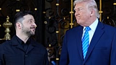 Donald Trump amerikai elnök Volodimir Zelenszkij ukrán államfővel