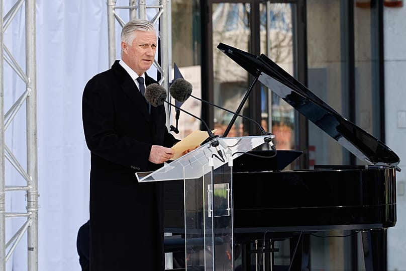 Le roi Philippe de Belgique lors des commémorations des attentats de Bruxelles, dans le quartier européen de Bruxelles, dans quartier européen, le 22 mars 2026.