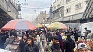 Palestinians shopping in the Gaza Strip