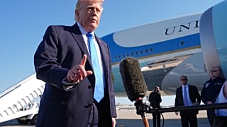 President Donald Trump speaks with the media before boarding Air Force One, Monday, March 23, 2026