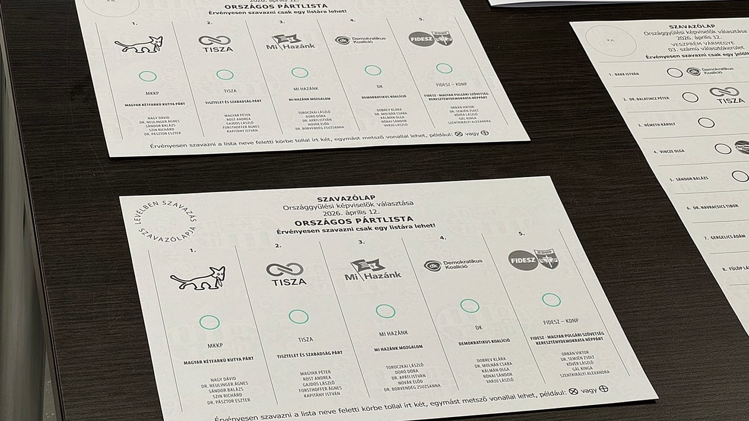 Szavazólapok a 2026-os parlamenti választáson