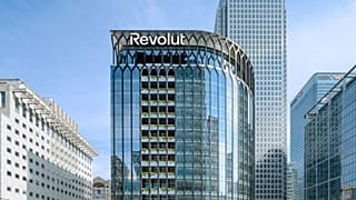 Revolut headquarters office exterior in London, UK