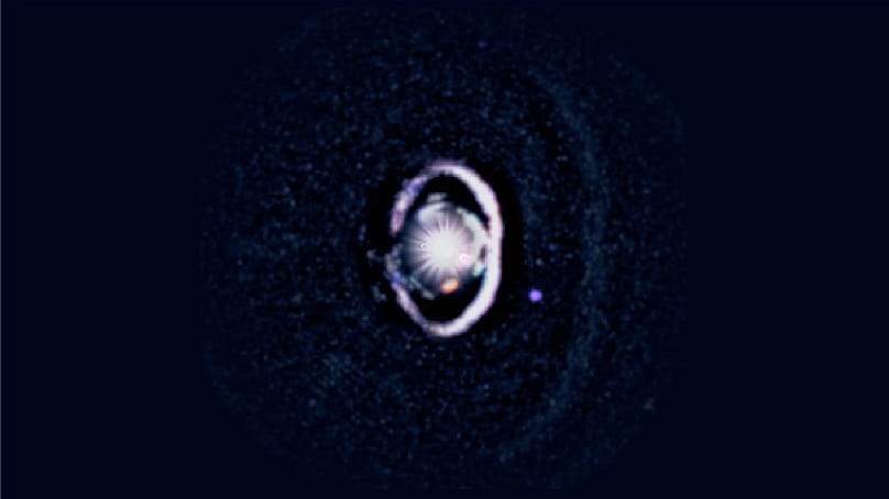 This image of the WISPIT 2 system was captured by the Magellan Telescope in Chile and the Large Binocular Telescope in Arizona. 