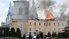 Церковь святого Андрея XVII века пострадала во Львове в результате российского удара, Украина, 24 марта 2026 г.
