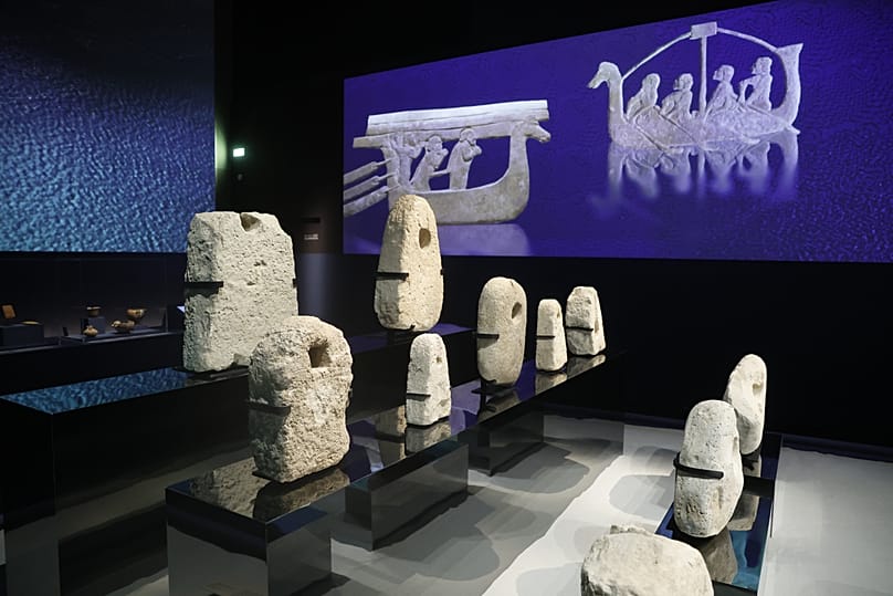 Boat anchors on display at Arab World Institute (IMA) in Paris