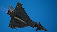 Ein Eurofighter Typhoon der Luftwaffe am 30. August 2025, dem ersten Tag der Bukarester Internationalen Luftfahrtmesse (BIAS) in Bukarest
