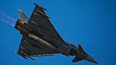 Ein Eurofighter Typhoon der Luftwaffe am 30. August 2025, dem ersten Tag der Bukarester Internationalen Luftfahrtmesse (BIAS) in Bukarest