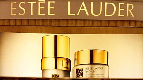 FILE - In this Nov. 2, 2011, file photo, Estee Lauder products are displayed at a department store in S. Portland, Maine. 