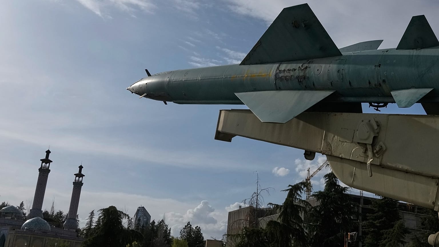 A missile is displayed in a permanent exhibition at a recreational area in northern Tehran, 24 March 2026