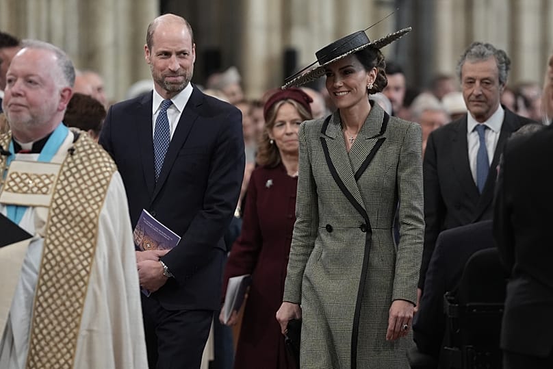 Prince William and Princess Catherine depart after attending the Enthronement Ceremony installing Dame Sarah Mullally at Canterbury Cathedral, 25 March, 2026