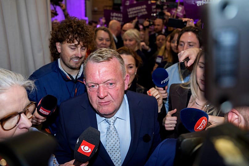 Foreign Minister Lars Løkke Rasmussen arrives at the Moderates’ election party in Copenhagen, 24 March, 2026