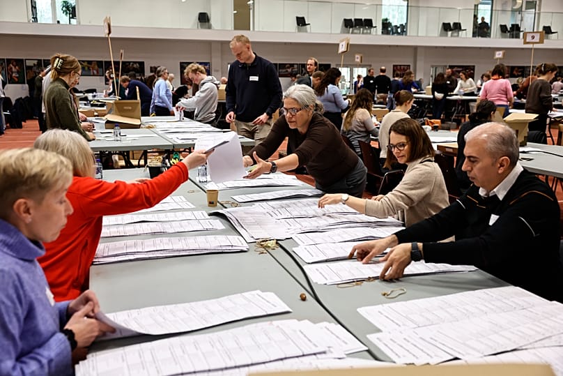 People recount votes for the parliamentary election in Aarhus, 25 March, 2026