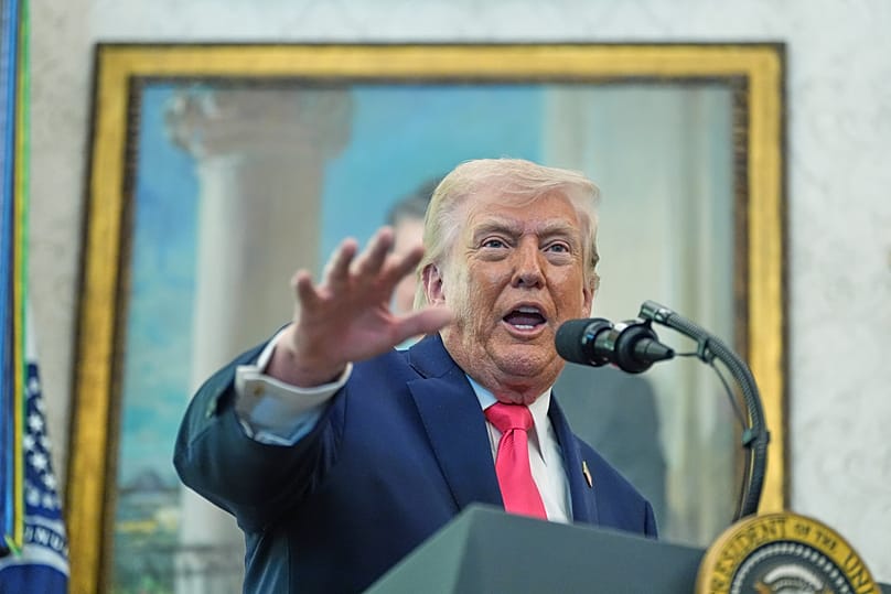 US President Donald Trump speaks in the Oval Office of the White House, 24 March, 2026