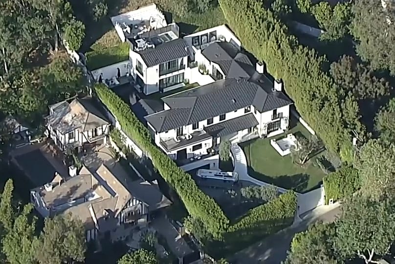 Aerial shot of singer Rihanna's home in Los Angeles