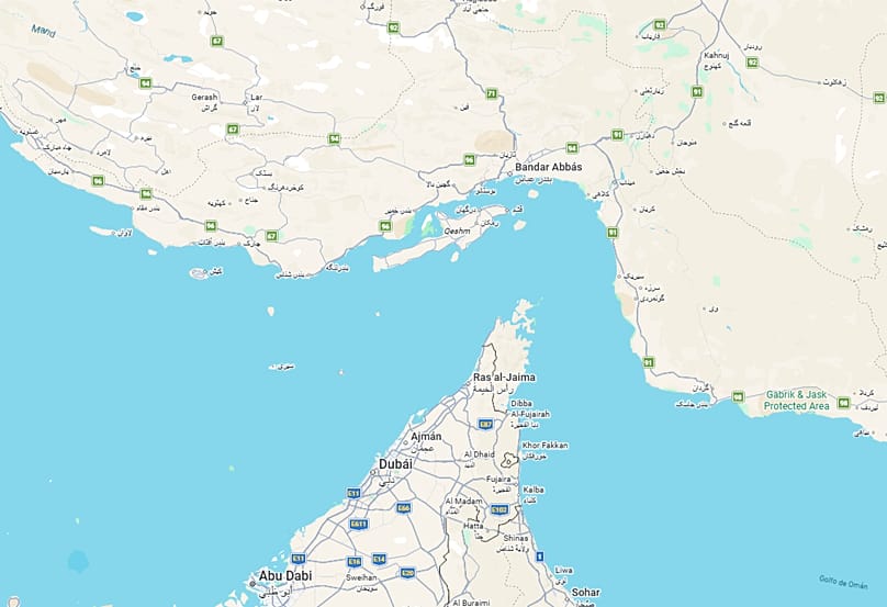 Imagen del estrecho de Ormuz.