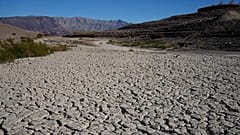 ARCHIV - Aufgerissener Boden in einem Gebiet, das früher vom Wasser des Lake Mead bedeckt war.