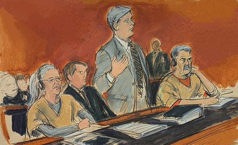 Former Venezuelan President Nicolás Maduro listens as his defence attorney addresses Judge Alvin Hellerstien in New York, 26 March, 2026