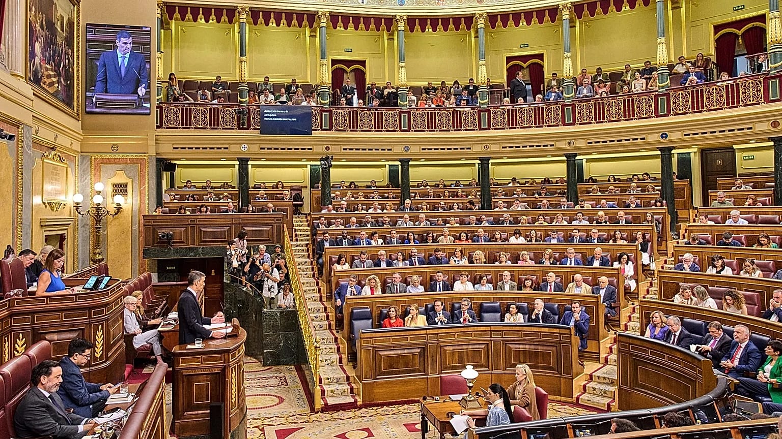 A view of the Spanish parliament in Madrid, 9 July, 2025