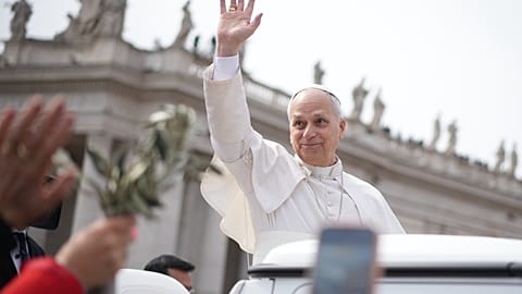 Pope Leo XIV at St. Peter's during Palm Sunday Mass