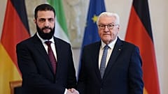 Syriens Übergangspräsident Ahmed al-Scharaa und Bundespräsident Frank-Walter Steinmeier im Schloss Bellevue, Berlin am 30. März 2026