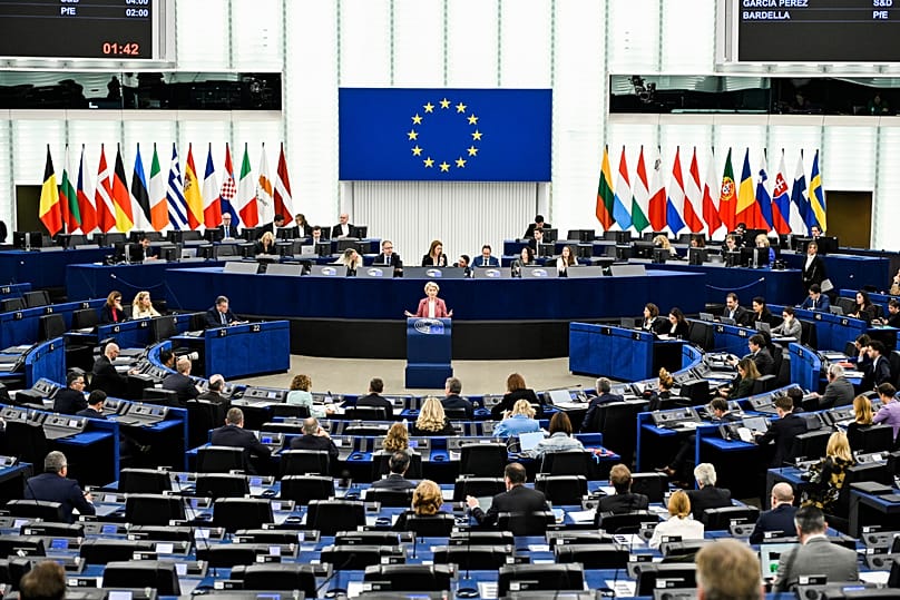 European Commission President Ursula von der Leyen speaks during a debate at the European Parliament in Strasbourg, 11 March, 2026