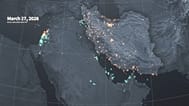 Animated map showing drone and missile attacks in the Middle East from Feb 28 to Mar 27.
