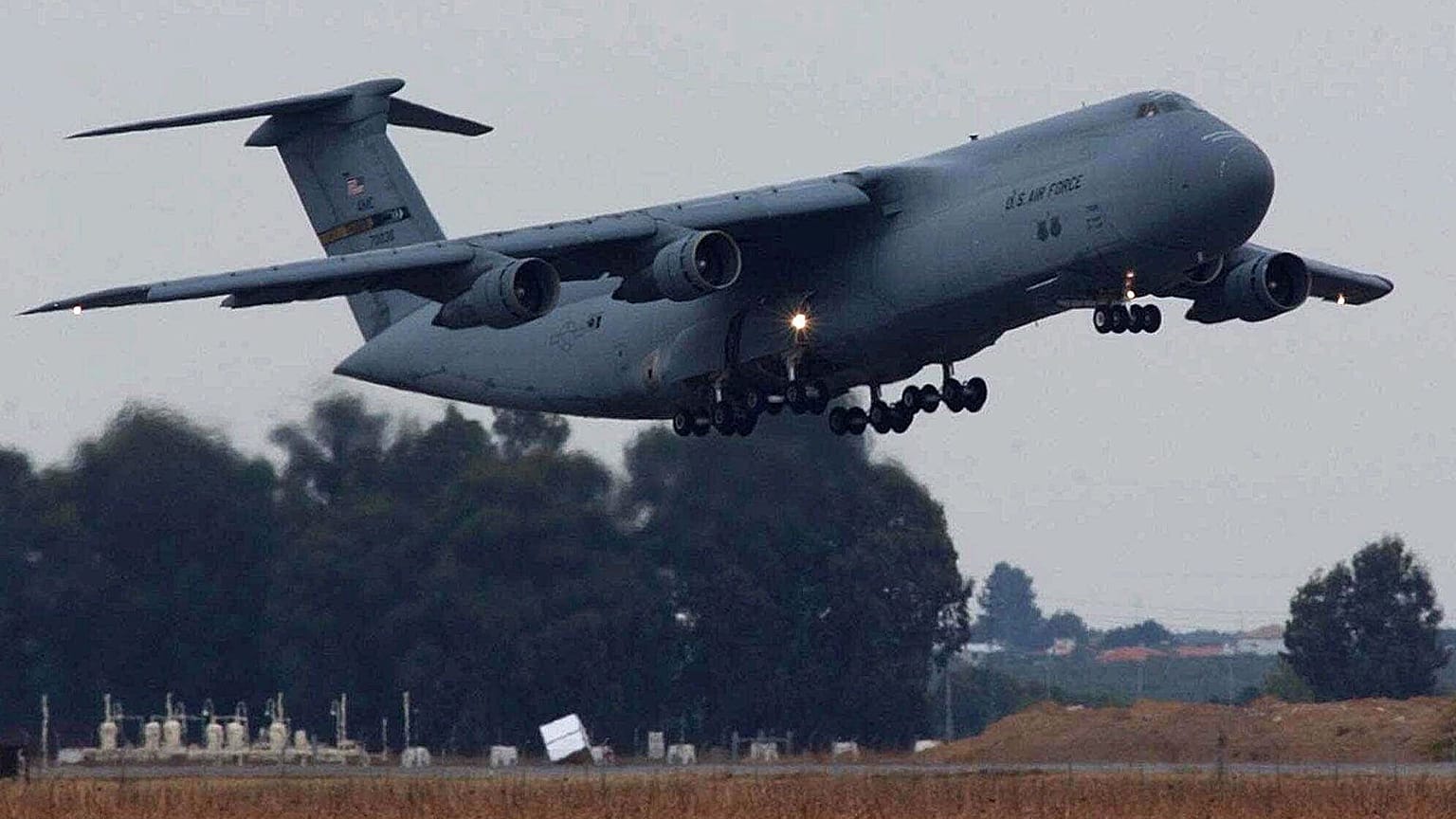 FILE: A US Air Force C-5 Galaxy takes off from the joint-use Spanish and U.S. air base in Moron, southern Spain, 28 September 2001